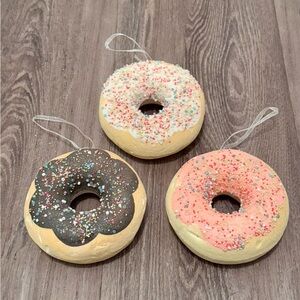 Christmas Baking Colorful Sprinkle Donut Ornaments Chocolate Strawberry Vanilla